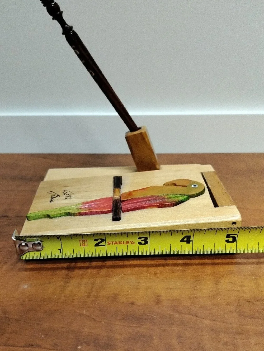 Handmade Wooden Parrot Note Holder & Pen - Made in Costa Rica